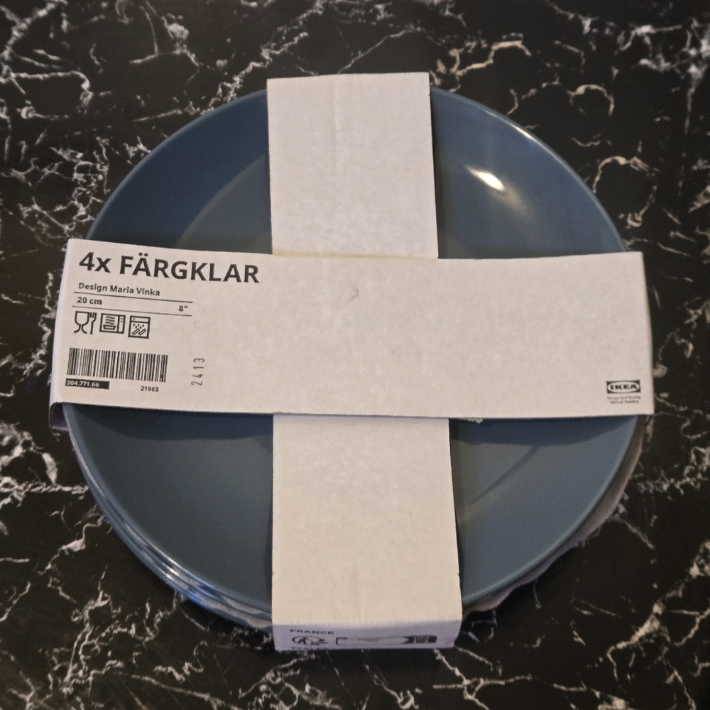 (Retired) FÄRGKLAR Side plates, glossy dark turquoise, 8 " - Picture 6 of 10